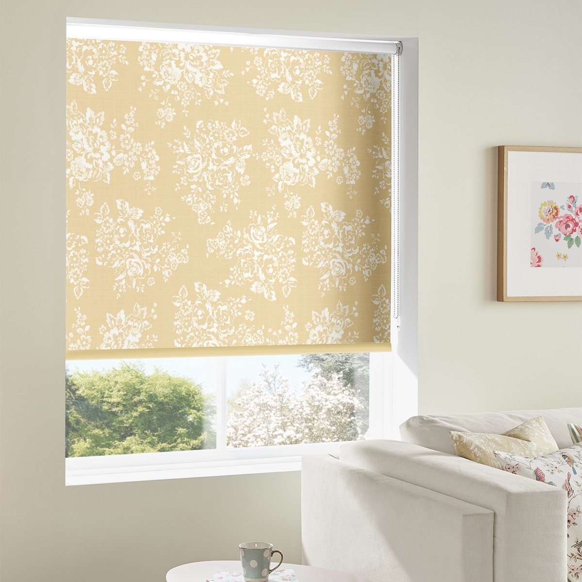 Product photograph of Cath Kidston Washed Rose Ochre Roller Blind from Choice Furniture Superstore.